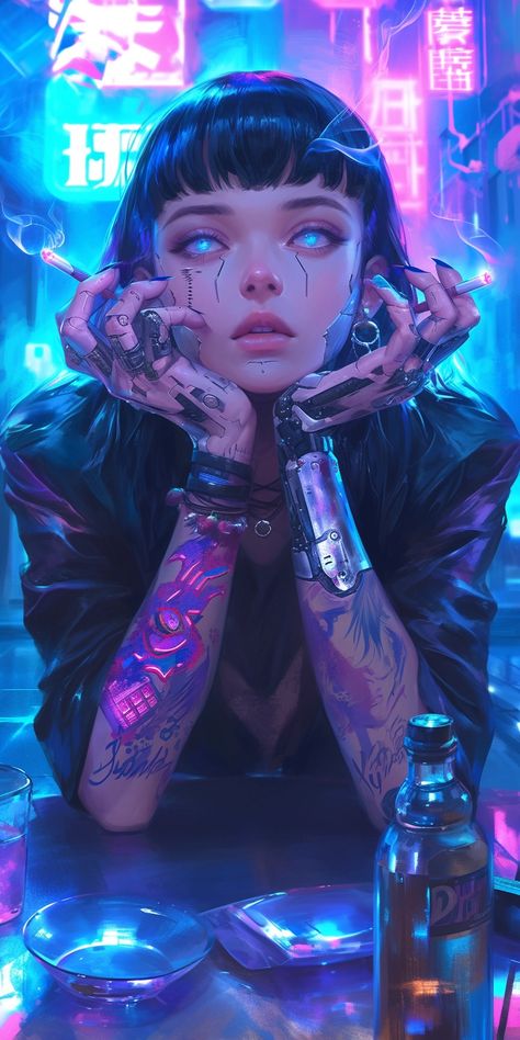 Created with Midjourney Ai #Character #Fantasy #Anime #cartoon #cyberpunk #sci-fi Cyberpunk Art Style, Cyberpunk Anime Character, Cyberpunk Woman Art, Cyberpunk Fantasy Art, Cyberpunk Art Illustration, Cyberpunk Art Girl, Cyberpunk Character Art Female, Anime Sci Fi, Sci Fi Illustration