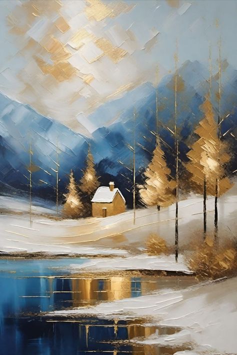 Christmas Painting, Christmas Scenery, Winter Painting, Christmas Art, Winter Landscape Winter Landscape Acrylic Painting, Abstract Winter Painting, Scenery Winter, Saved Pictures, Couch Ideas, Winter Landscape Painting, Christmas Scenery, Painting Christmas, Christmas Painting