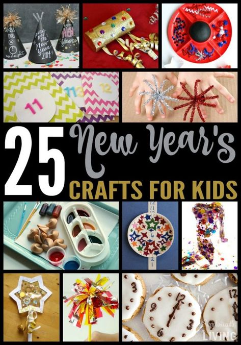 25 New Year's Crafts for Kids New Years Day Crafts, New Years Crafts For Kids, New Years Craft, New Years Crafts, News Years Crafts For Kids, Glitter Sensory Bottles, New Year Crafts, Sparklers Fireworks, Chalkboard Party