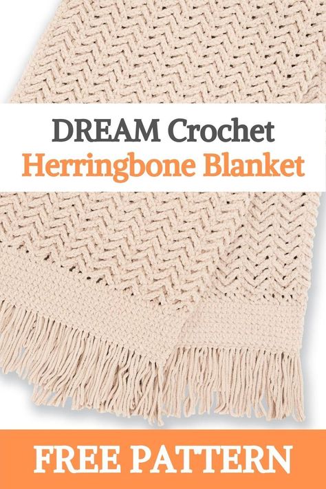 Free Herringbone Crochet Pattern, Crochet Blanket Herringbone, Bernat Herringbone Crochet Blanket, Afghan Fringe Ideas, Herringbone Blanket Crochet, Adding Fringe To Crochet Blanket, Herringbone Crochet Blanket Pattern Free, Crochet Herringbone Blanket, Single Color Crochet Blanket