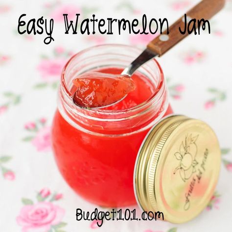 Watermelon Jam! Watermelon Jalapeno Jelly, Watermelon Jam Recipe No Pectin, Jams Jellies And Preserves, Preserves Labels, Watermelon Jam, Watermelon Uses, Canning Jam Recipes, Watermelon Jelly, Homemade Jams