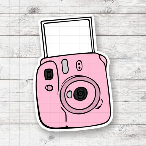 Instant Camera Drawing, Retro Camera Drawing, Poloroid Camera Drawing Simple, Polaroid Camera Drawing Art, Aesthetic Camera Drawing, Camera Design Art, Instax Camera Drawing, How To Draw A Camera, Polaroid Camera Doodle