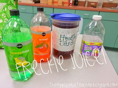 freckle juice recipe! Cute idea for after your class reads, "Freckle Juice" Freckle Juice, Family Literacy Night, Third Grade Activities, Kids Book Club, Stem Elementary, Juicy Juice, 2nd Grade Ela, 4th Grade Reading, 2nd Grade Reading