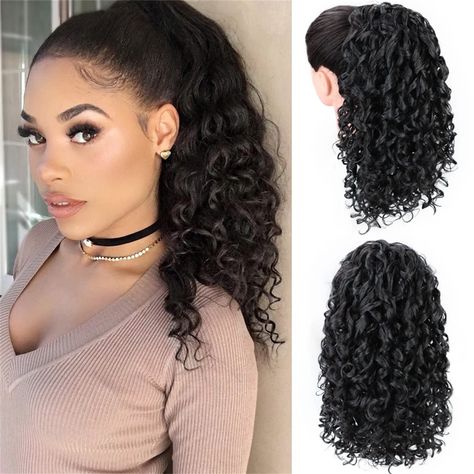 Curly Drawstring Ponytail, Afro Ponytail, Puff Ponytail, Clip In Hair Pieces, Hair Extension Brands, Ponytail Hair Piece, Hair Extension Clips, Ponytail Wig, Curly Ponytail