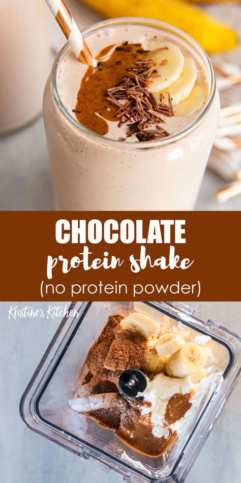 This Chocolate Protein Shake is deliciously thick and creamy. It's made with wholesome ingredients and no protein powder. This protein shake is refreshing and satisfying, perfect for breakfast or a post-workout snack. Healthy Smoothie Recipes No Protein Powder, Protein Smoothie No Powder, Protien Smoothies Recipes No Powder, High Protein Chocolate Smoothie, Chocolate Protein Smoothie Recipes, Fresca Recipes, Easy Protein Smoothie Recipes, Chocolate Breakfast Smoothie, Breakfast Shakes Healthy