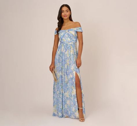 Long Mother of The Bride & Groom Dresses | Adrianna Papell (Champagne, Gold, Evening, Sleeved & more) – Page 2 Floral Print Gowns, Floral Bridesmaid Dresses, Romantic Floral Print, Watercolor Floral Print, Printed Gowns, Bride Groom Dress, Floral Gown, Wedding Guest Dresses, Chiffon Gown