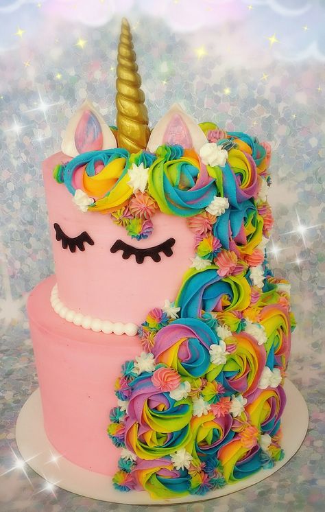 Rainbow Color Cake, Color Cake, Rainbow Unicorn Cake, Cupcake Shops, Modern Rainbow, Cake Inspo, Rainbow Candy, Candy Cake, Themed Birthday Cakes