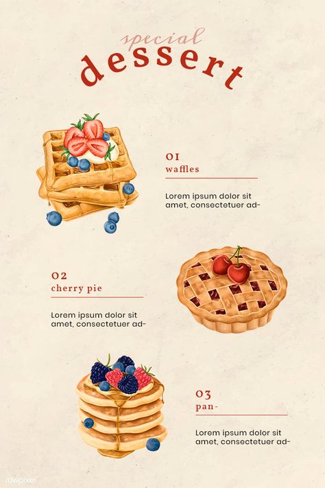 Hand drawn bakery menu chart Pinterest template illustration | premium image by rawpixel.com / Aew Baking Menu Design, Sweet Menu Design, Menu Design Dessert, Food Menu Drawing, Waffle Menu Design, Cake Menu Design Ideas, Menu Illustration Design, Dessert Menu Design Ideas, Menu Infographic