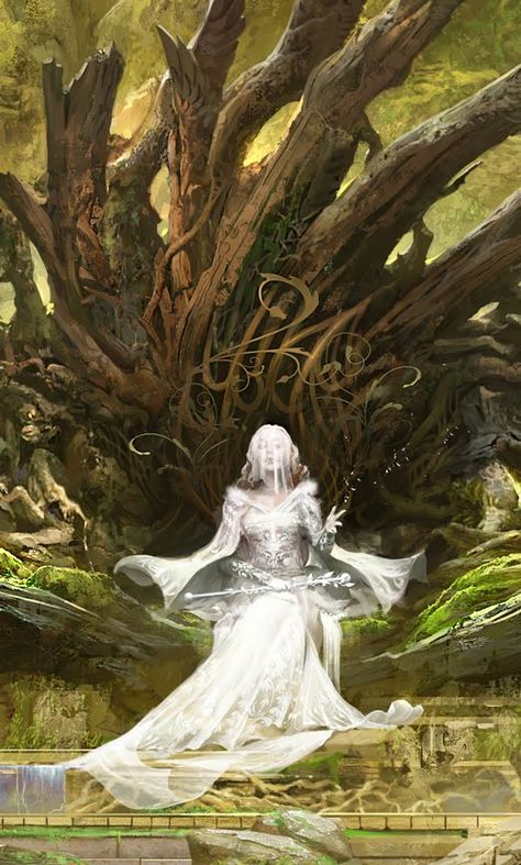 Tree Throne Fantasy Art, Nature Throne, Throne Concept Art, Tree Throne, Guild Wars 2 Art, Forest Throne, Throne Art, Lady Of The Forest, Forest Bride