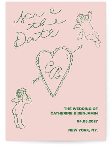 Cupid, hearts and whole lotta love for a modern couple. Wedding Tapestry, Wedding Booklet, Cupid Heart, Valentine Cupid, Heart Art Print, Floral Save The Dates, Card Format, English Wedding, Editorial Wedding