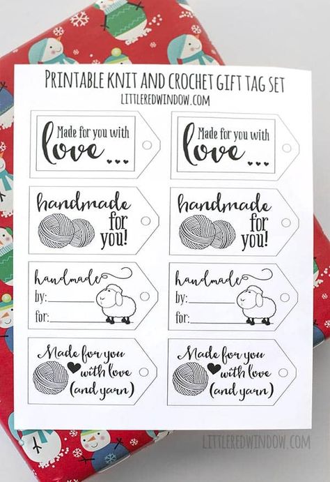 Free Printable Gifts Tags for Knit, Crochet and Fiber Gifts! Free Printable Blank Gift Tags, Blank Printable Gift Tags, Crochet Gift Tags, Crochet Labels, Handmade Labels, Knitting Labels, Knitting Gifts, Blank Gift Tags, Baby Hat Knitting Pattern