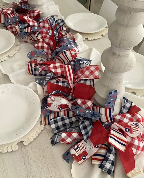 Red White Blue Decor, Red White And Blue Bedroom Ideas, Red White And Blue Table Decorations, Usa Decorations, Red White And Blue Decor, Red White And Blue Decorations, 4th Of July Porch Decor, Patriotic Boat Decorations, Patriotic Decor