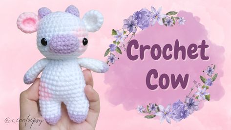 Crochet A Cow, Crochet Mini Cow, Kuchi Kopi, Crocheted Cow Pattern, Tiny Animals, Miniature Knitting, Crochet Plushies, Easy Crochet Animals, Crochet Tutorial Pattern