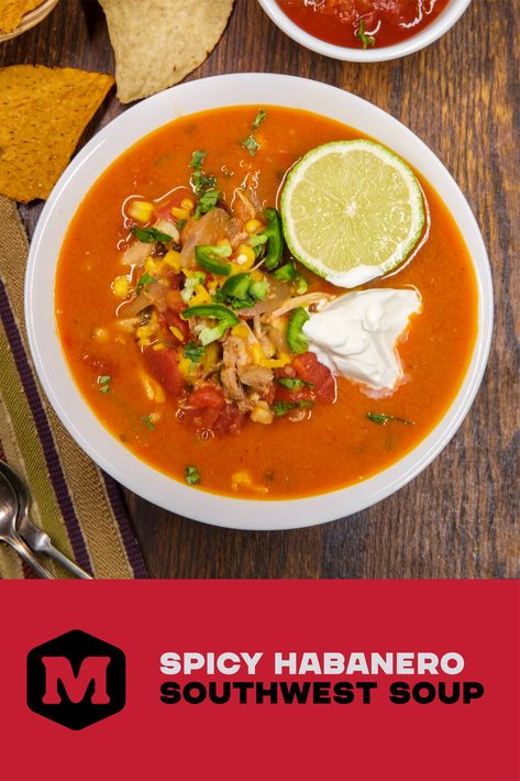 This Spicy Habanero Southwest Soup is a Moore's Award-Winning Recipe! From its high reviews to its savory taste, it is sure to win over the entire family. Related Topics: Moore's Marinade, Soup Recipe, Dinner Recipe Habanero Soup, Spicy Crockpot Soup, Soup Spicy, Spicy Mexican Soup, Spicy Mexican Soup Recipes, Southwest Soup, Roasted Corn, Yum Yum Chicken, Quick Recipes