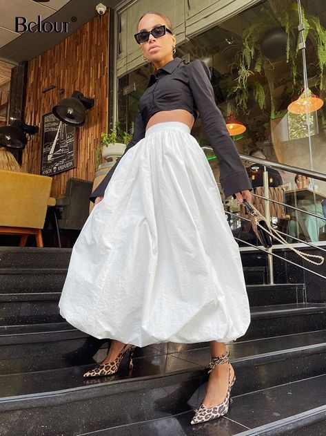 Tutu Skirt Women, Black Ball Gown, Balloon Skirt, High Waist Long Skirt, Loose Maxi Dress, Ball Gown Skirt, Looks Street Style, Elegant Skirt, Black High Waist