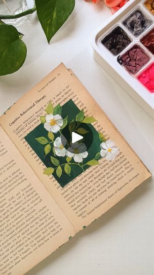 Book Painting, Book Page Art, Gouache Painting, Vintage Painting, Floral Art, Vintage Art, Flower Painting, Abstract Art, Flowers