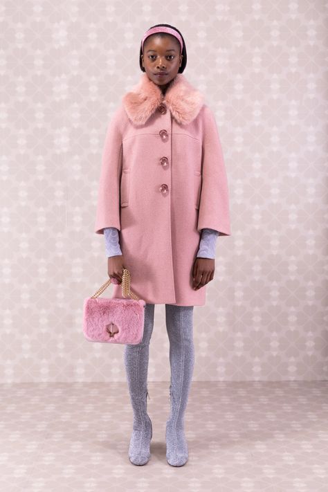 Kate Spade Coat, Pea Coats Women, Resort 2020, Pink Metallic, Pink Coat, Eclectic Fashion, Pea Coat, Faux Fur Collar, Fur Collar