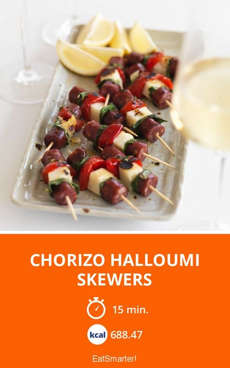 Chorizo Skewers, Halloumi Skewers, Skewer Recipes, Eat Smarter, Fabulous Foods, Online Food, Delicious Healthy Recipes, Skewers, Quick Easy Meals