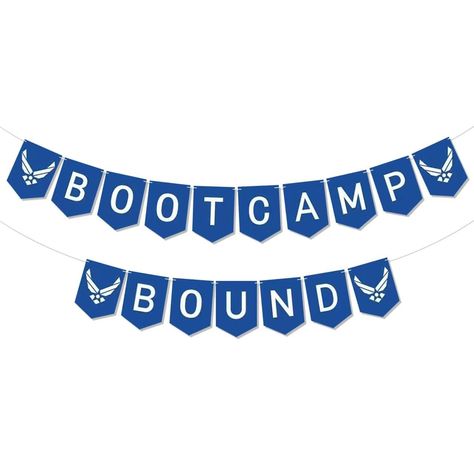 PRICES MAY VARY. Package Including:1 Set Glitter Air Force Bootcamp Bound Banner Material:card paper Easy To Use - There is NO diy required, Pre-strung Wide Applications:The "Bootcamp Bound" banner is great for Air Force Theme Bootcamp Bound Party,Farewell Party Going Party And retirement party, they are also the best idea to celebrating Military Camping Welcome Ceremony Party Package Including:1 Set Glitter Air Force Bootcamp Bound Banner  Material:card paper  Easy To Use - There is NO diy requ Airforce Centerpieces, Air Force Theme Party Ideas, Air Force Party Decorations, Air Force Boot Camp, Us Navy Party, Air Force Party, Navy Party, Banner Material, Farewell Party