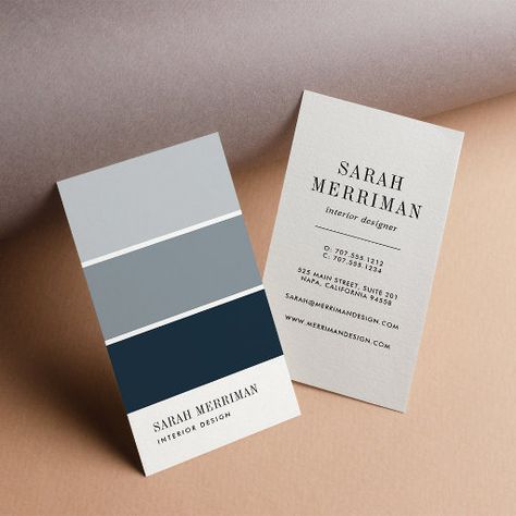 Interior Designer Business Card, Social Media Business Cards, Cute Business Cards, New Background, Vertical Business Cards, Paint Chip, Ombre Gradient, Color Interior, Pink Watercolor Flower