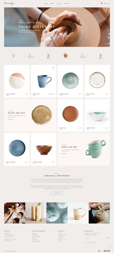 Pottery Catalogue Design, Retail Website Design Inspiration, Ceramics Website Design, Ceramic Catalogue Design, Pottery Website Design, Pottery Graphic Design, Homeware Website, Tilda Web Design, Ceramic Website