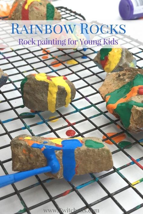 Stone painting for you next rock hunting adventure? Check out how we created rainbow painted rocks for kids. Painted Rocks For Kids, Rocks For Kids, Pebbles Painting, Preschool Painting, Painting Rainbow, Kindergarten Rocks, Rainbow Rocks, Rock Hunting, Rainbow Paint