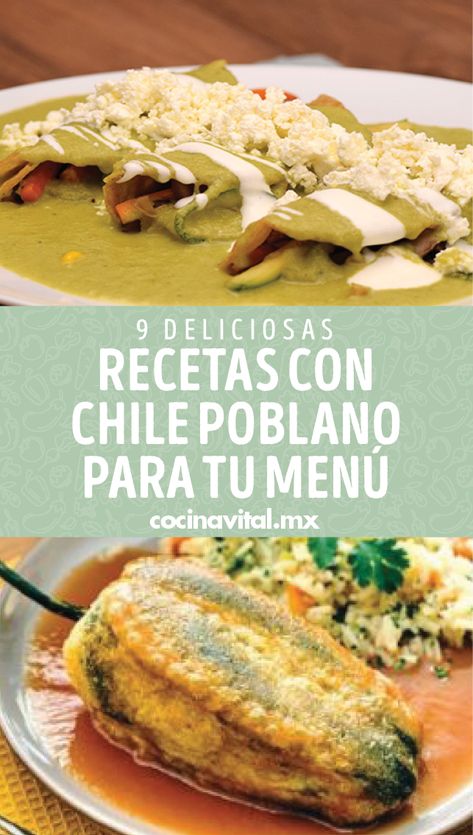 Jamás imaginarías que el chile poblano se puede preparar de tantas formas, por eso te presento increíbles recetas con chile poblano. Chile Poblano, Soups, Tacos, Amigurumi