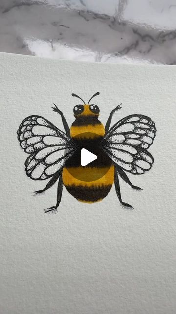 How To Draw A Bumblebee, Painting A Bee, How To Draw A Honey Bee, How To Draw A Bee Easy, How To Paint A Bee, How To Draw A Bee, Art Markers Drawing Ideas, Drawing A Bee, Paint A Bee