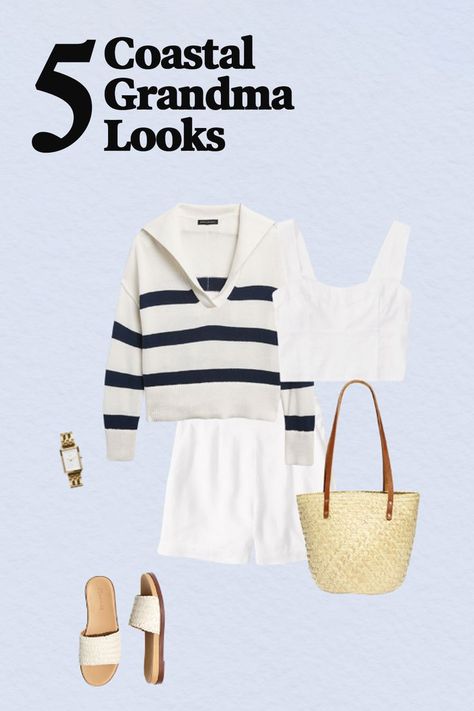 5 Coastal Grandma Outfits Coastal Grandma Outfits, Grandma Aesthetic Outfit, Grandma Outfits, Coastal Grandmother Outfits, Grandmother Clothes, Grandma Clothes, Grandma Aesthetic, How To Have Style, Aesthetic Coastal