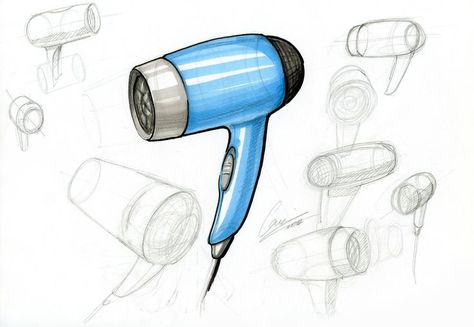 Hair Dryer Drawing, Product Sketches, Basic Sketching, Product Sketch, Structural Drawing, Geometric Origami, Design Sketching, Perspective Drawing Architecture, Child Art