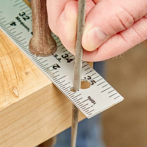 The Benefits of Adding a Key-Holed Ruler to Your Workbench Workbench Organization, Workbench Plan, Workbench Top, Industrial Workbench, Building A Workbench, Folding Workbench, Garage Organisation, Woodwork Diy, Essential Woodworking Tools