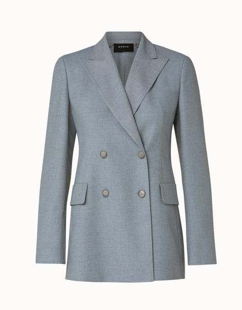 Akris Nadine Blazer in Dusty Blue Dusty blue double breasted jacket with peak lapels Purchase Worn by Princess Charlene on:8 March 2023 8 March, Princess Charlene, Style Finder, Crown Princess Mary, March 2023, Princess Mary, Queen Letizia, Double Breasted Jacket, Breasted Blazer