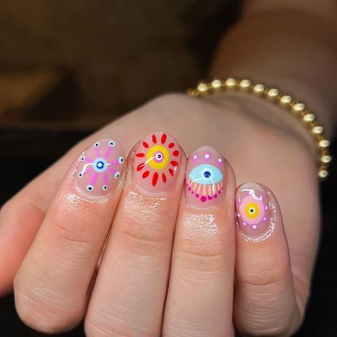 Jayde Burk | Nail Artist & Master Esthetician 🍒 on Instagram: "🧿 funky colored eye nails @luminary_nail_systems @luxapolish @filesbyless @uglyducklingnails @kokoistusa #loganutah #nailsoflogan #loganutahnails #nailart #nailtech" Luminary Manicure, Dopamine Nails, Nails Luminary, Eyes Nails, Master Esthetician, Sheer Nails, Eye Nail Art, Cute Short Nails, Hello Nails