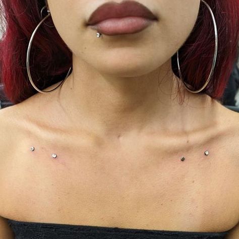 These dermal piercings are the perfect accessories to your anatomy 🤩  Dermal piercing by @shinysharpthings   Soho, Union Square, and Williamsburg  11AM-9PM 7 DAYS A/W🕘 WALK-INZ OR BOOK ONLINE..📕 TATTOOS & PIERCINGS, NO ATTITUDE, NO MISERABLE HOOPS TO JUMP THROUGH....🚫 WALK-INZ WELCOME OR BOOK ONLINE AT ⚔️livebytheswordtattoo.com⚔️ . . . . #livebythesword #dermalpiercings #microdermals #surfacepiercing #bodypiercing Dermal Hand Piercing, Hand Dermal Piercing, Monroe Piercing Aesthetic, Collar Bone Dermal Piercings, Cheekbone Dermal Piercing, Lower Back Dermals, Body Dermals, Shoulder Piercing, Dermal Aesthetics