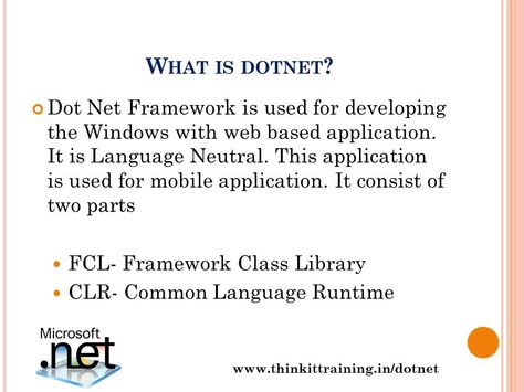 Dot net Framework which is used to develop some applications can be attained clearly with this description. You can get a clear view of Dot net. This will give you the detailed and exact view of Dot net. Dot Net Developer, Designing Tools, Class Library, Dot Net, It Training, Software Testing, Web Designing, Clear View, Mobile Application