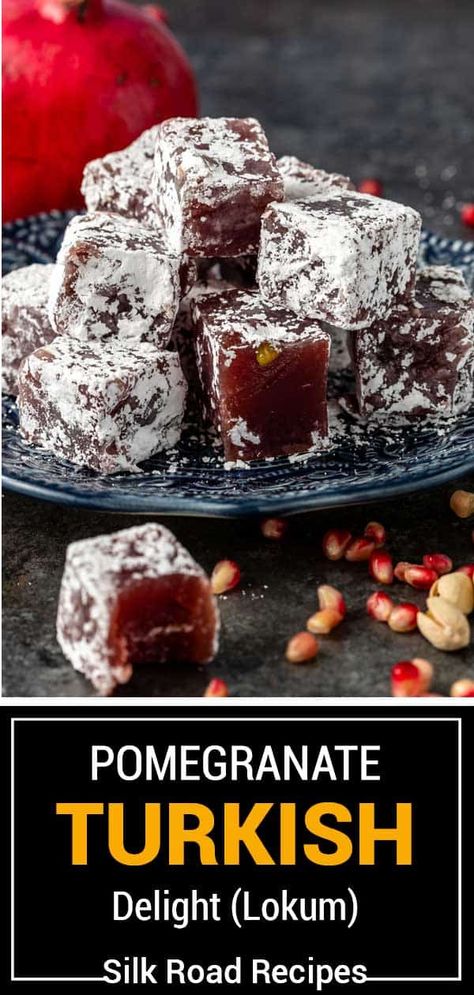 Pomegranate Candy Recipes, Authentic Turkish Delight, Turkish Delights Recipe, Vegan Turkish Delight, Pomegranate Turkish Delight Recipe, Pomegranate Turkish Delight, Turkish Desserts Sweets, Turkish Delight Recipe Video, How To Make Turkish Delight