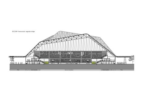 Truss Detail, Stadium Section, Space Truss, Sports Facility Architecture, Skatepark Design, Galleries Architecture, Sport Center, Swimming Pool Architecture, Concept Models Architecture