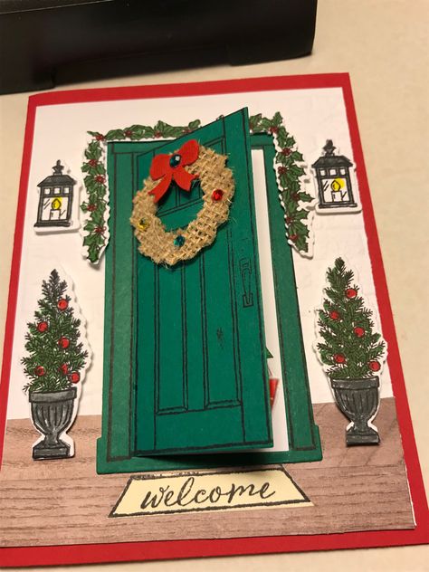 Christmas Cards Ideas Aesthetic, Christmas Door Card, Christmas Card Ideas Creative, Crismas Cards Ideas, Crismas Cards, Christmas Cards Handmade Ideas, Christmas Card Ideas Handmade, Xmas Card Ideas, Make A Paper Flower