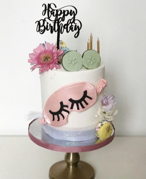 Spa Birthday Cake, Sleepover Cake, Spa Sleepover, Birthday Drip Cake, Spa Cake, Spa Day Party, 9th Birthday Cake, Slumber Party Birthday, Party Snacks Easy