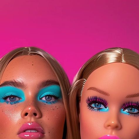 Studios Layla on Instagram: "HI BARBIE! These are my entry images for @brickclock Dolls Challenge #BrickClockBlockParty   #Barbie #BarbieDoll #StudiosLayla #BarbieGirl #Plastic #PlasticFantastic #Fantastic #aibeautyphotography #AIFashion #Imagination #ComeOnBarbie #LetsGoParty" Barbie Doll Makeup, Barbie Effect Makeup, Melting Barbie Makeup, Pop Art Barbie Makeup, How To Repaint Barbie Face, Barbie Face Repaint, Barbie Makeup, Face Contouring, Block Party