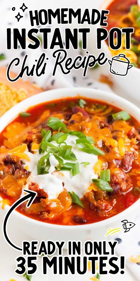 Instant Pot Chili Recipe, Pressure Cooker Chili, Instant Pot Chili, Homemade Chili Recipe, The Chunky Chef, Chunky Chef, Beef Chili Recipe, Hearty Chili, Chili Recipe Turkey