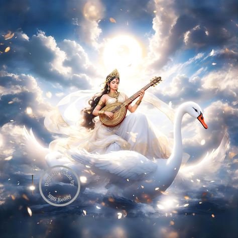 Saraswati maa in her celestial look Ma Sarswati Image, Ma Saraswati Images Full Hd, Saraswati Goddess Aesthetic, Sarsawati Ji Photo, Sorosoti Maa, Sarswati Maa Photo Full Hd, Saraswati Maa Ka Photo, Happy Saraswati Puja Images, Maa Sarswati Image Hd