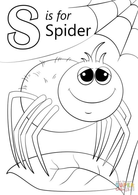 Excellent Image of Letter S Coloring Pages . Letter S Coloring Pages Letter S Is For Spider Coloring Page Free Printable Coloring Pages #coloringpages #coloring S Is For Spider, Letter S Crafts, Letter S Activities, Bratz Coloring, Letter A Coloring Pages, Spider Coloring Page, Coloring Letters, Abc Coloring Pages, Preschool Coloring Pages