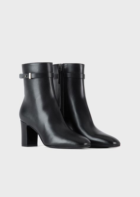 Nappa-leather high-heeled ankle boots | GIORGIO ARMANI Woman High Hills, Chelsea Boots Men Outfit, Armani Shoes, Boots Men Outfit, Armani Women, Leather Heeled Boots, Ankle Heels, Chelsea Boots Men, Airport Fashion