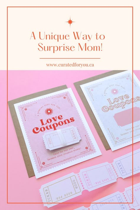 Arcade Tickets, Coupons For Mom, Personalized Gift Boxes, Birthday Gift Ideas For Mom, Felt Crafts Christmas, Budget Friendly Gift, Coupon Card, Sister Best Friend, Valentine Gifts For Mom