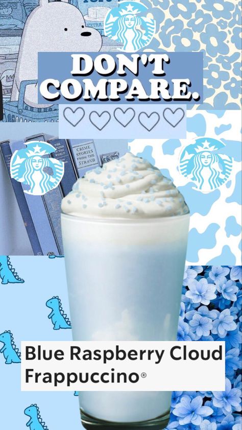 Blue Raspberry Cloud Frappuccino, Blue Starbucks Drink, Secret Starbucks Recipes, Drinks Ideas, Disney Starbucks, Blue Drinks, How To Order Starbucks, Starbucks Drink, Starbucks Drinks Recipes