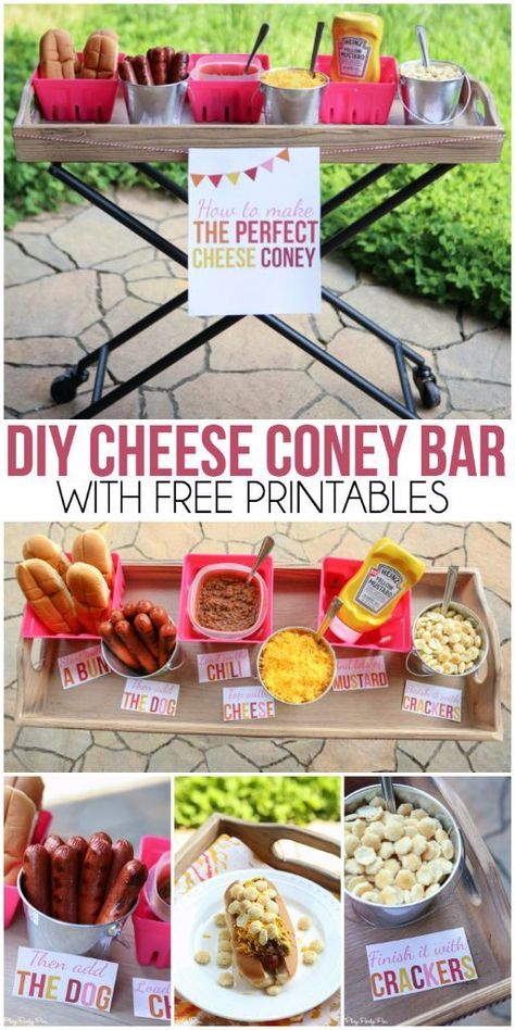 How to make the best cheese coney, love the cheese coney bar idea and all the fun summer party ideas on this blog! Cincinatti Chili, Summer Dessert Table, Graduation Bbq, Summer Bingo, Entertaining Outdoors, Summer Party Ideas, Coney Dog, Church Fellowship, Diy Cheese