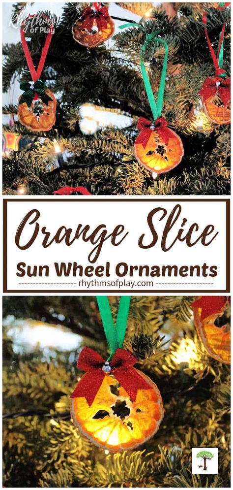 Orange Slice Ornaments, Dry Oranges, Sun Wheel, Orange Ornaments, Orange Craft, Tissue Paper Crafts, Paper Bag Crafts, Winter Holiday Crafts, Homeschool Crafts