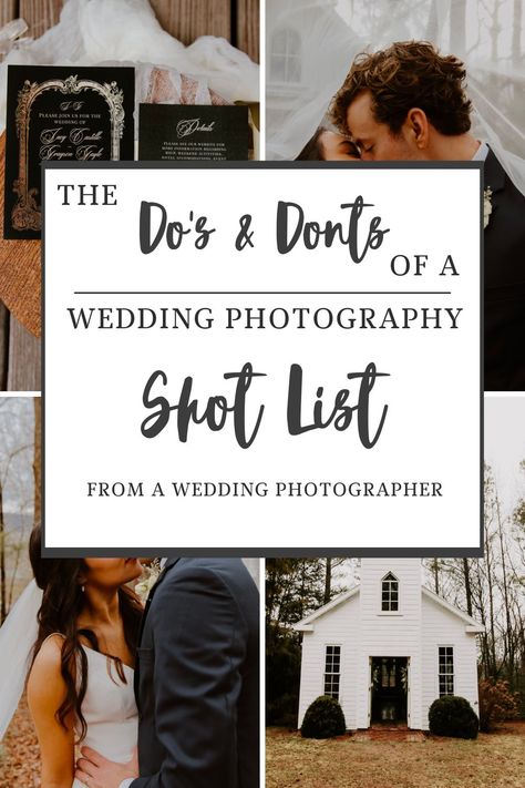 Read this article to figure out what a real shot list is supposed to be! Out with the old over saturdated shot list and in with the intentional thorough shot lists! Must Take Wedding Photos, Wedding Photo Checklist Photography, Wedding Videographer Must Have Shots, Taking Wedding Pictures Tips, Photography List Wedding, Wedding Photo Wish List, Photographer List For Wedding, Wedding Photo Pose List, Must Capture Wedding Photos