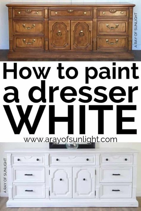 White Painted Dressers, Paint A Dresser, Dresser Paint, Painted Bedroom, Painting Old Furniture, Farmhouse Style Furniture, Dresser White, Painting Old, Painted Bedroom Furniture